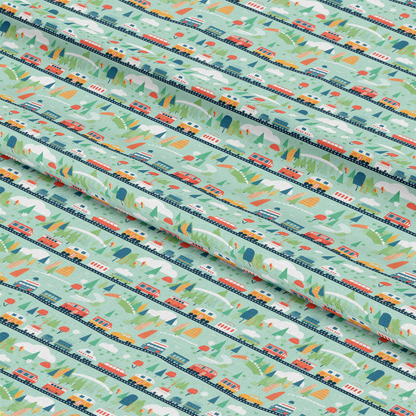 Cartoon Trains Pattern 27 Quilting Cotton Fabric