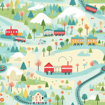 Choo Choo Village Pattern 28 Minky Fabric