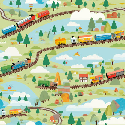 Choo Choo Village Pattern 2 Minky Fabric