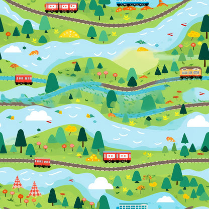 Choo Choo Village Pattern 3 Minky Fabric