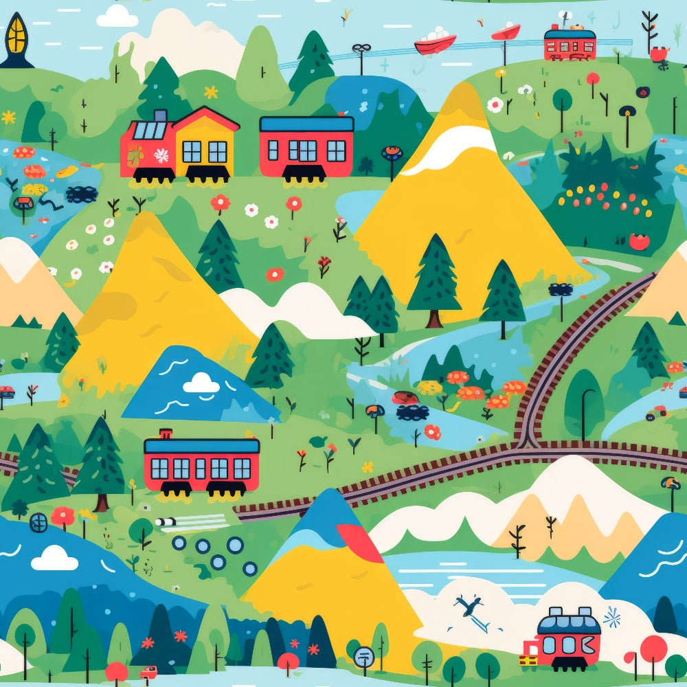 Choo Choo Village Pattern 5 Minky Fabric