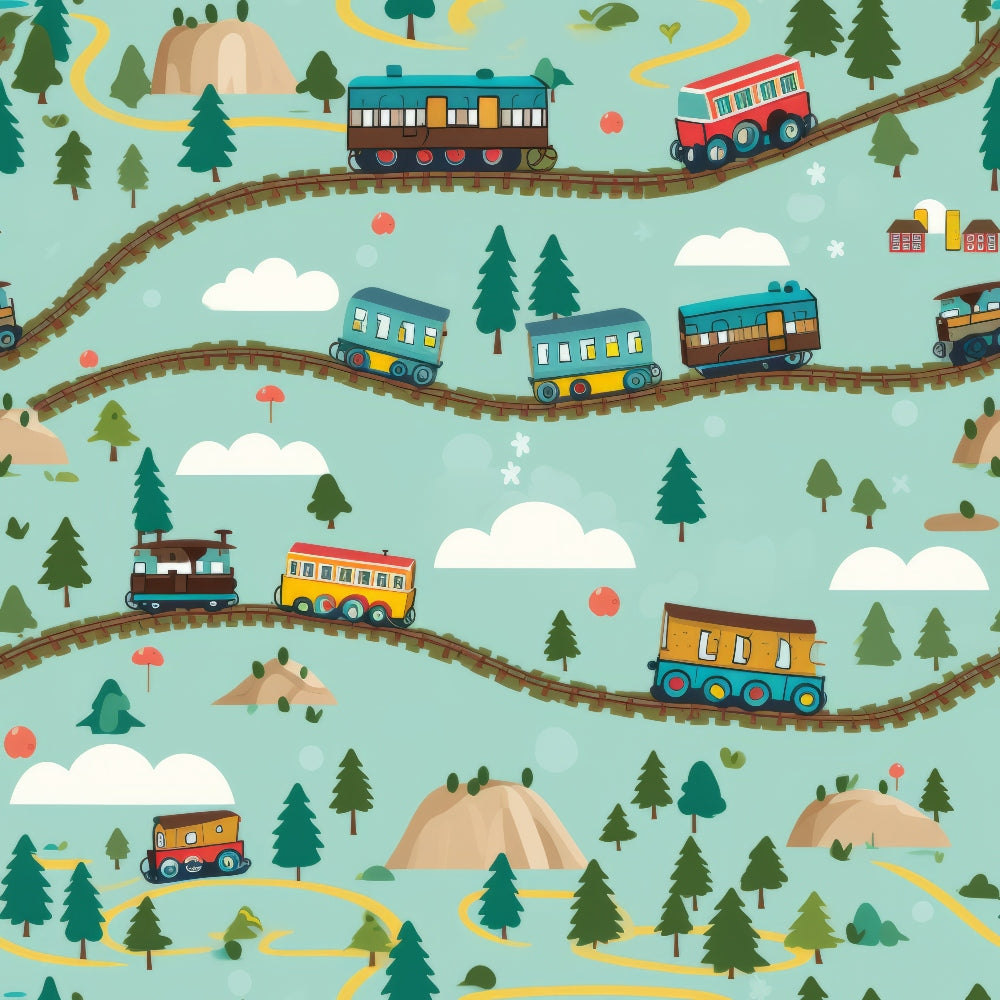 Choo Choo Village Pattern 6 Minky Fabric