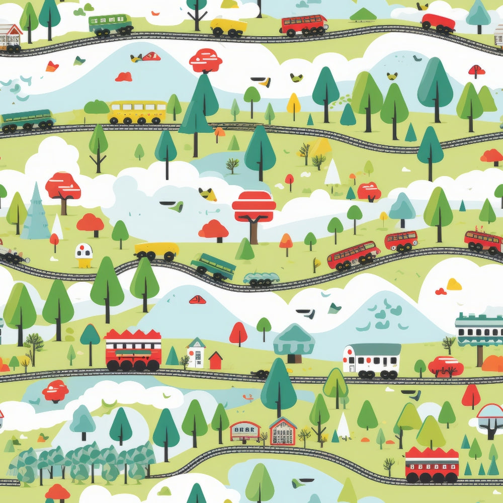 Choo Choo Village Pattern 7 Minky Fabric