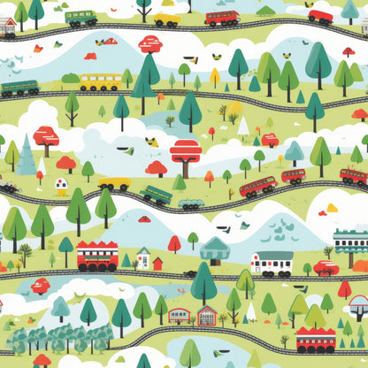 Choo Choo Village Pattern 7 Minky Fabric