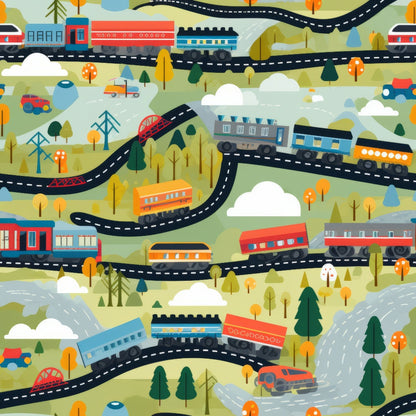 Choo Choo Village Pattern 8 Minky Fabric