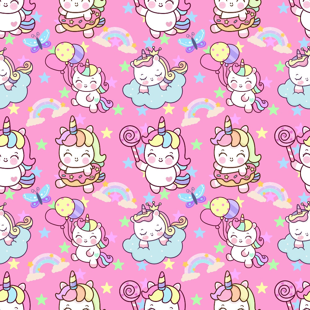 Cartoon Unicorns Pattern 10 Quilting Cotton Fabric
