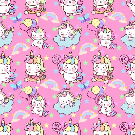 Cartoon Unicorns Pattern 10 Quilting Cotton Fabric