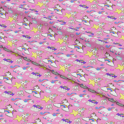 Cartoon Unicorns Pattern 12 Quilting Cotton Fabric