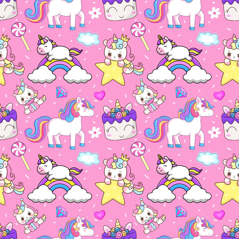 Cartoon Unicorns Pattern 12 Quilting Cotton Fabric
