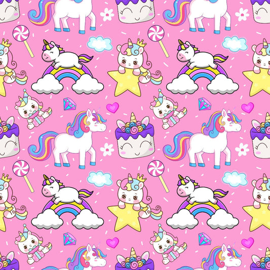 Cartoon Unicorns Pattern 12 Quilting Cotton Fabric