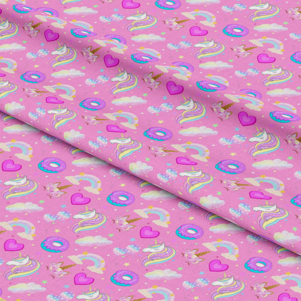 Cartoon Unicorns Pattern 2 Quilting Cotton Fabric