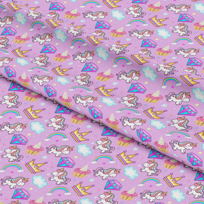 Cartoon Unicorns Pattern 3 Quilting Cotton Fabric