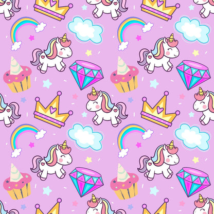 Cartoon Unicorns Pattern 3 Quilting Cotton Fabric