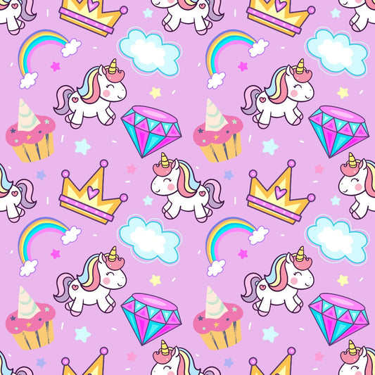 Cartoon Unicorns Pattern 3 Quilting Cotton Fabric