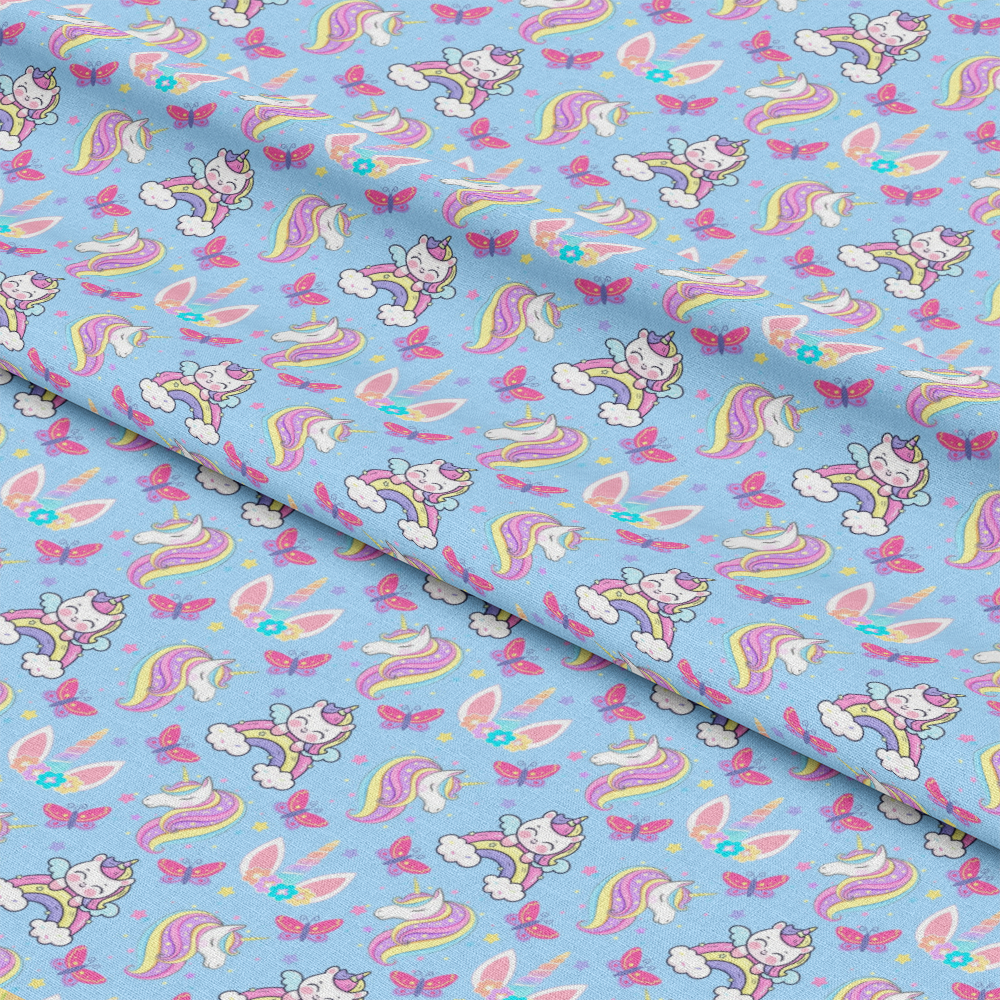 Cartoon Unicorns Pattern 4 Quilting Cotton Fabric