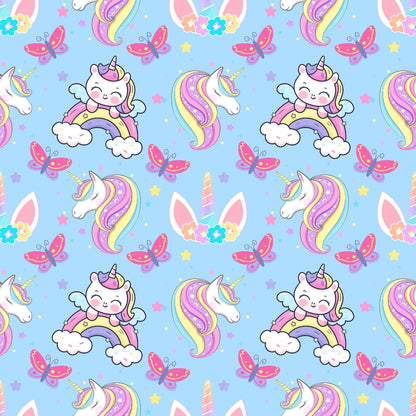 Cartoon Unicorns Pattern 4 Quilting Cotton Fabric