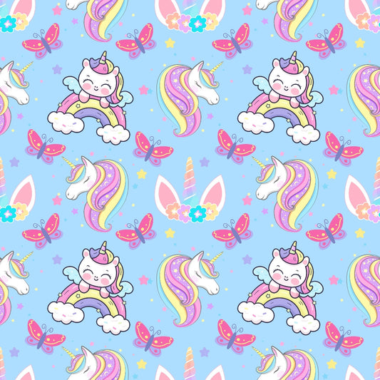 Cartoon Unicorns Pattern 4 Quilting Cotton Fabric