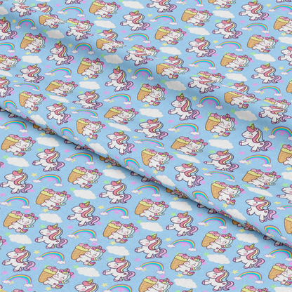 Cartoon Unicorns Pattern 5 Quilting Cotton Fabric