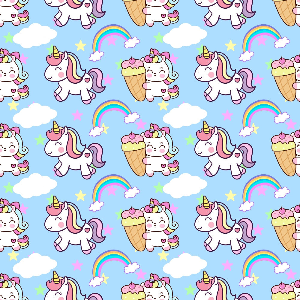 Cartoon Unicorns Pattern 5 Quilting Cotton Fabric