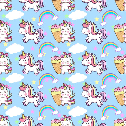 Cartoon Unicorns Pattern 5 Quilting Cotton Fabric