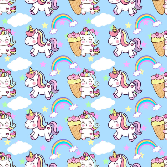 Cartoon Unicorns Pattern 5 Quilting Cotton Fabric