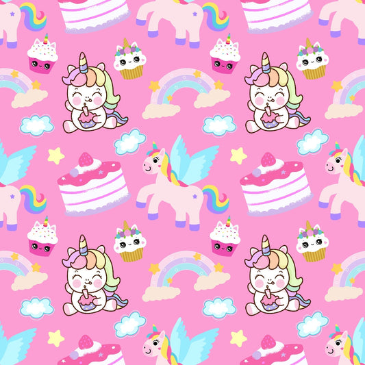 Cartoon Unicorns Pattern 7 Quilting Cotton Fabric