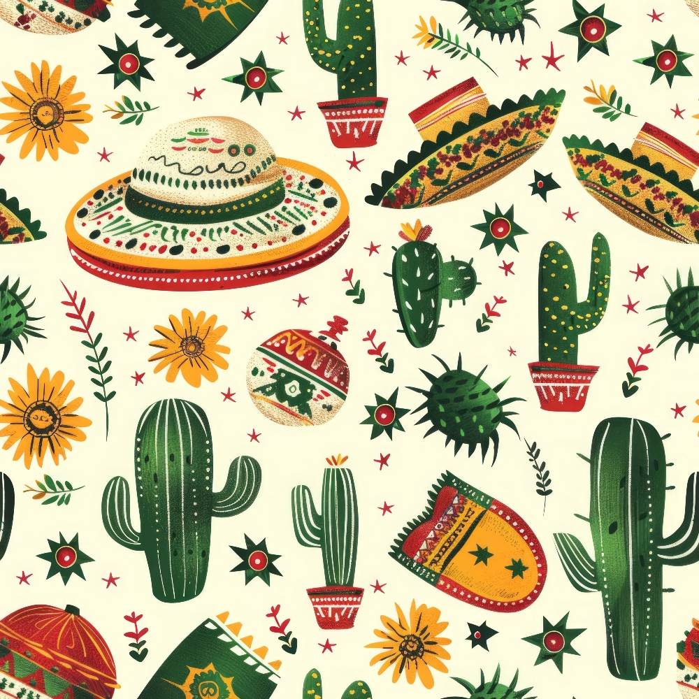Cactus Fiesta Pattern 2 Minky Fabric