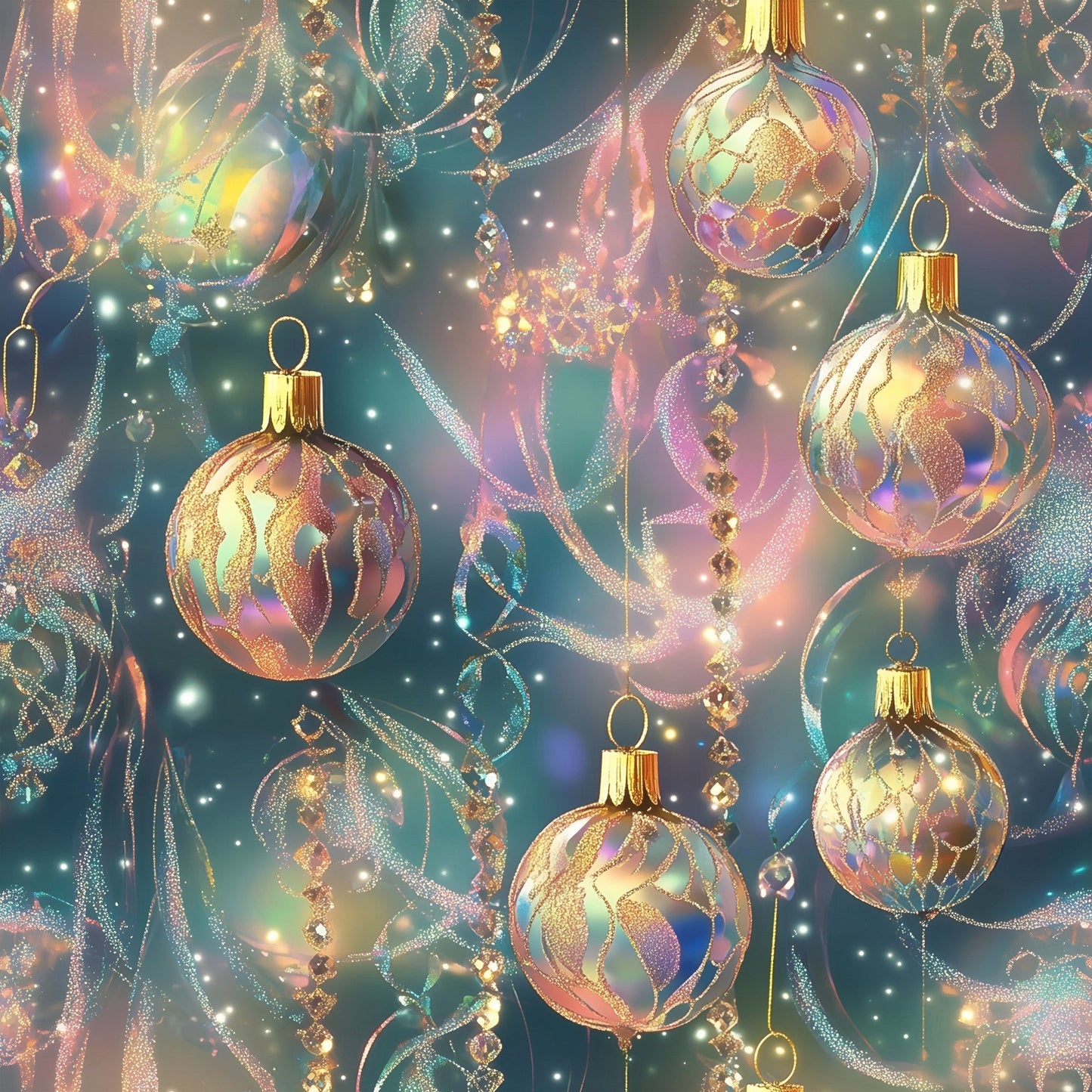 Celestial Christmas Ornaments Pattern 3 Quilting Cotton Fabric