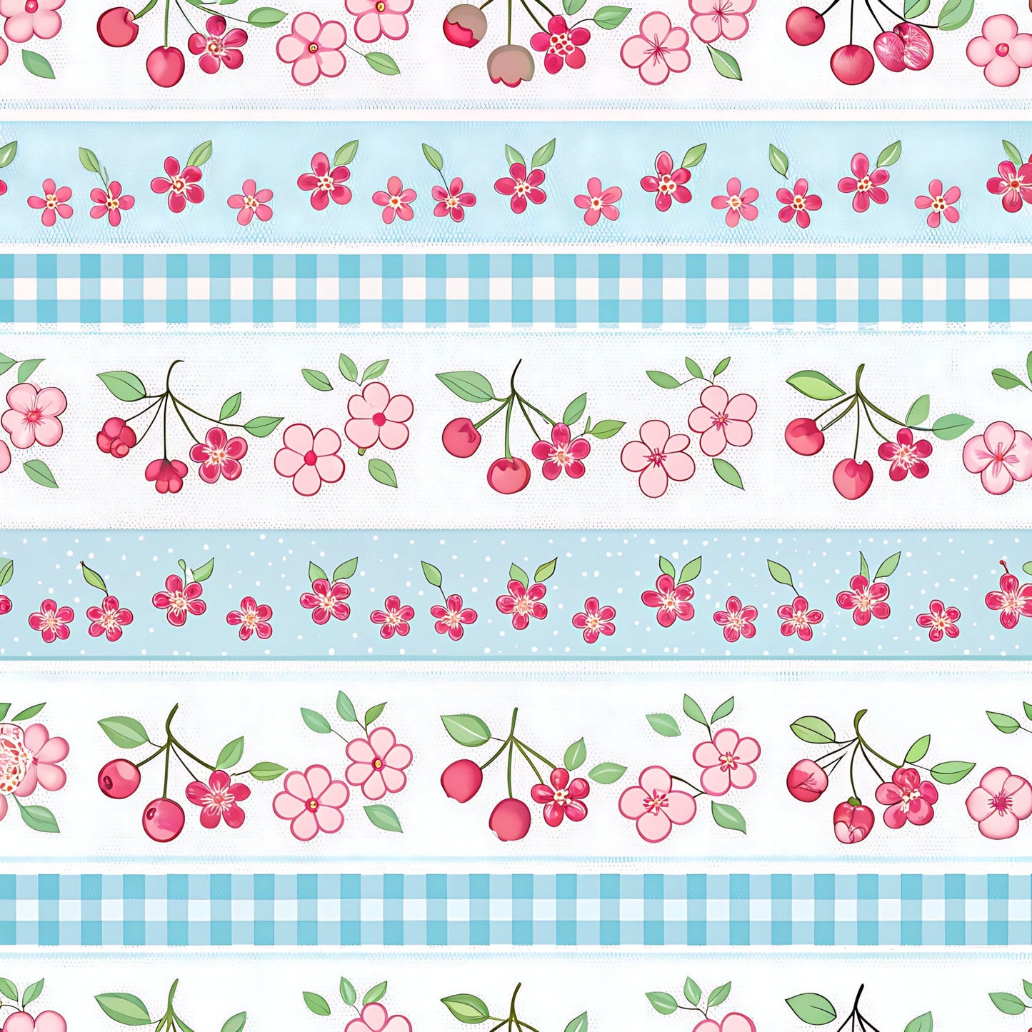 Cherry Floral Pattern 12 Quilting Cotton Fabric