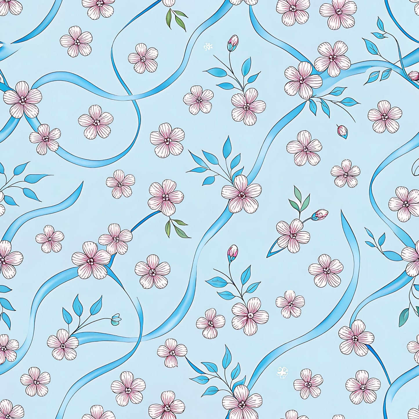 Cherry Floral Pattern 15 Quilting Cotton Fabric