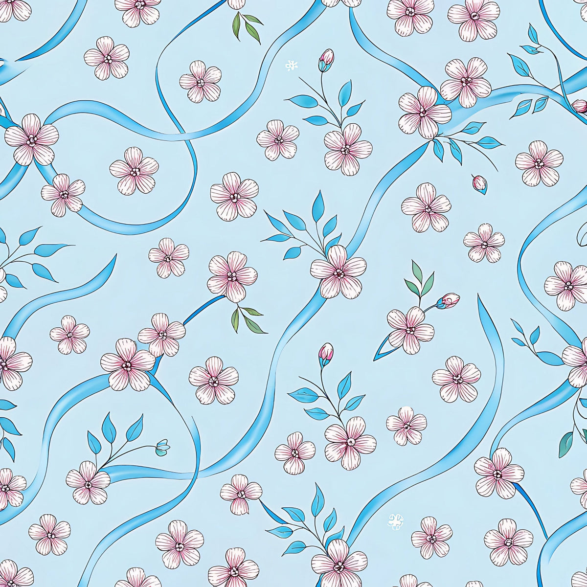 Ribbon Orchard Pattern 15 Minky Fabric