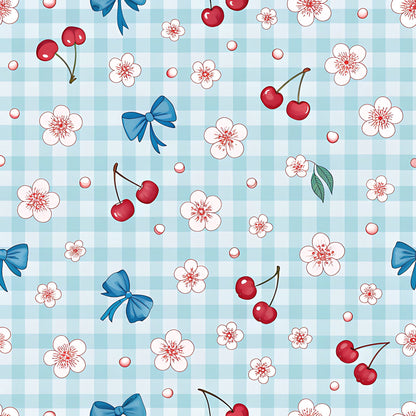 Cherry Floral Pattern 17 Quilting Cotton Fabric