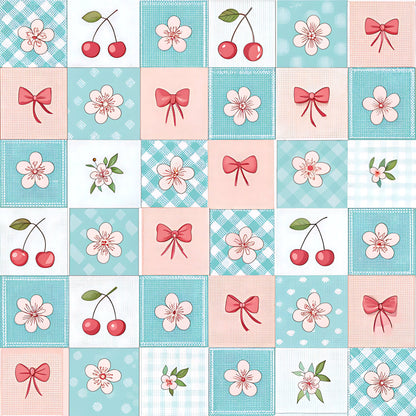 Cherry Floral Pattern 1 Quilting Cotton Fabric