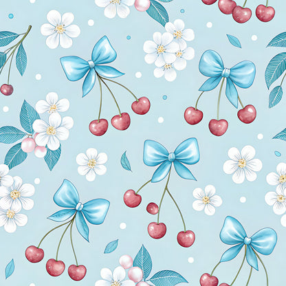 Cherry Floral Pattern 2 Quilting Cotton Fabric