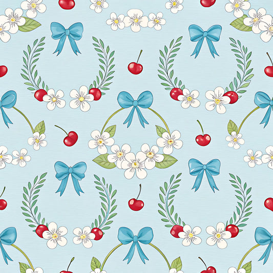 Cherry Floral Pattern 3 Quilting Cotton Fabric