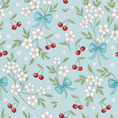 Cherry Floral Pattern 5 Quilting Cotton Fabric