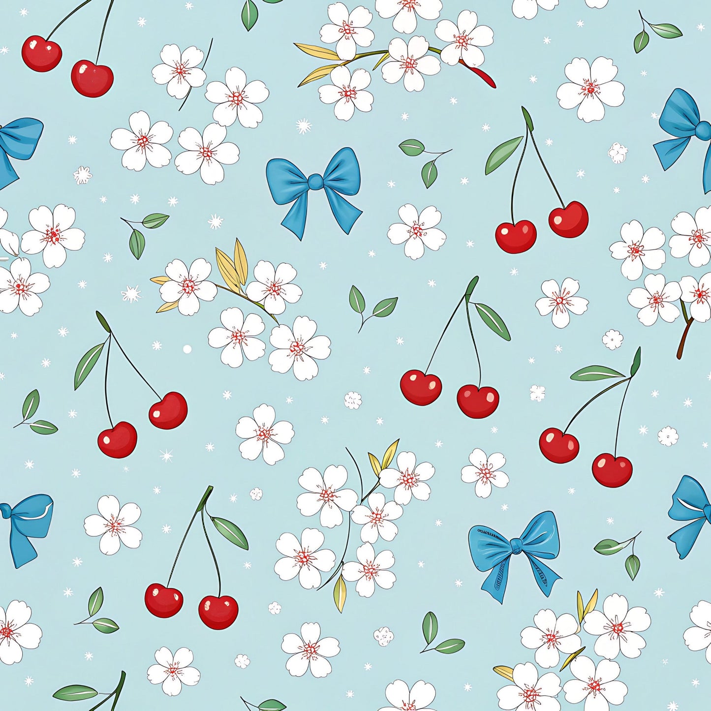 Cherry Floral Pattern 6 Quilting Cotton Fabric