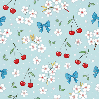 Cherry Floral Pattern 6 Quilting Cotton Fabric