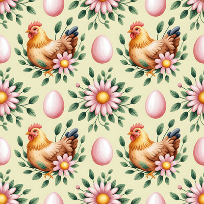 Chicken and Eggs Pattern 12 Quilting Cotton Fabric