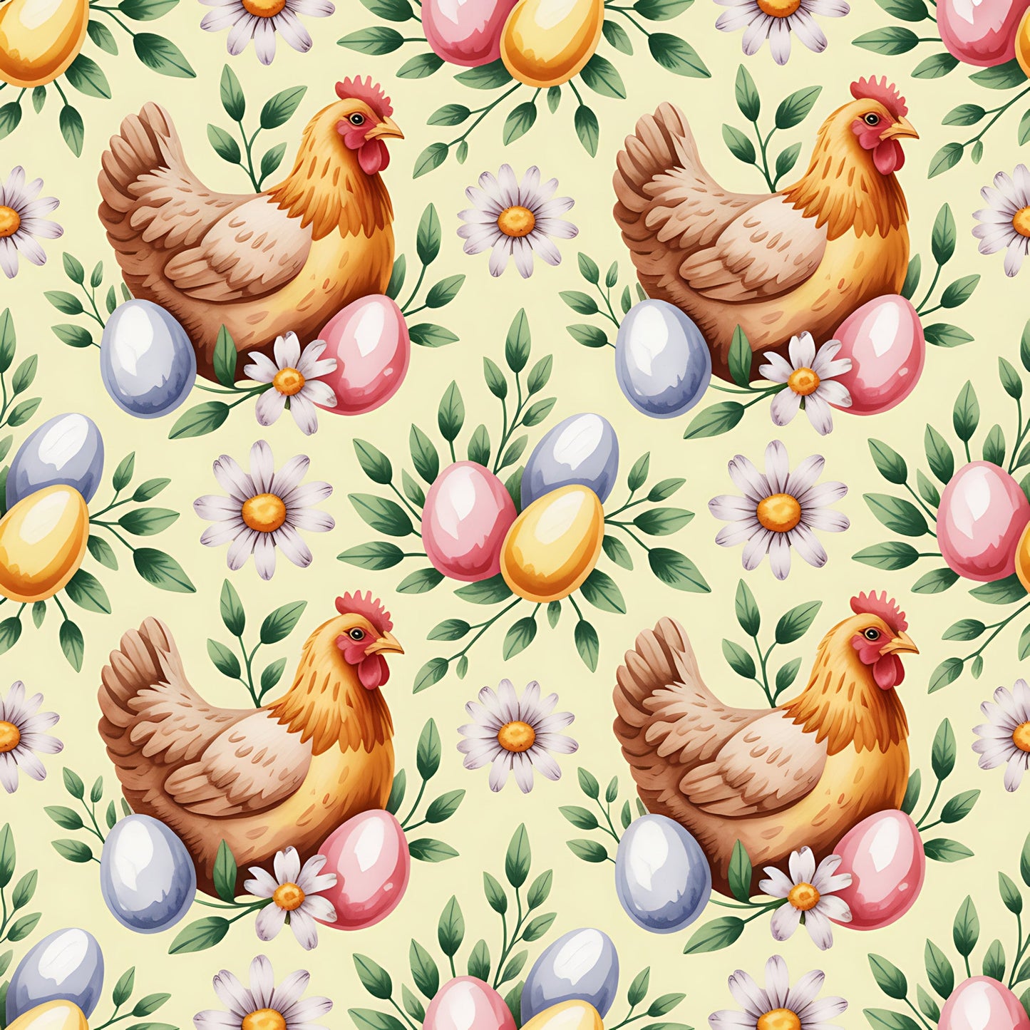 Chicken and Eggs Pattern 13 Quilting Cotton Fabric