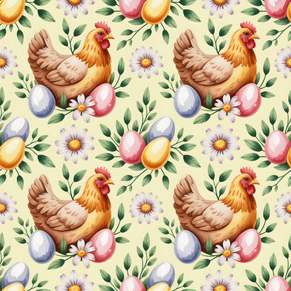 Chicken and Eggs Pattern 13 Quilting Cotton Fabric