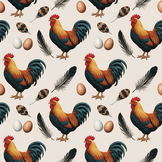 Chicken and Eggs Pattern 15 Quilting Cotton Fabric