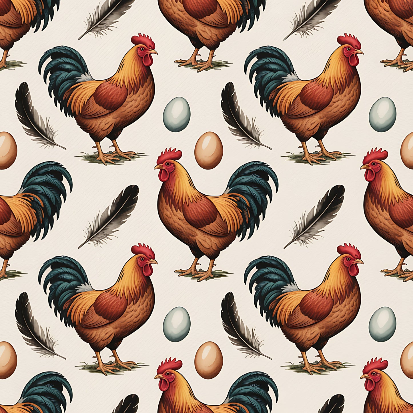 Chicken and Eggs Pattern 16 Quilting Cotton Fabric