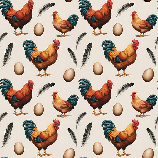 Chicken and Eggs Pattern 17 Quilting Cotton Fabric