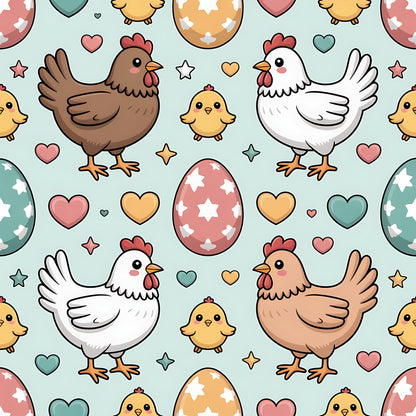 Chicken and Eggs Pattern 18 Quilting Cotton Fabric