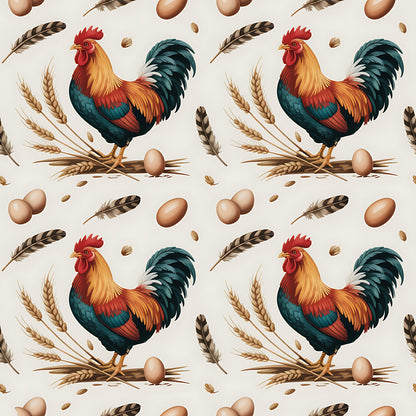 Chicken and Eggs Pattern 1 Quilting Cotton Fabric
