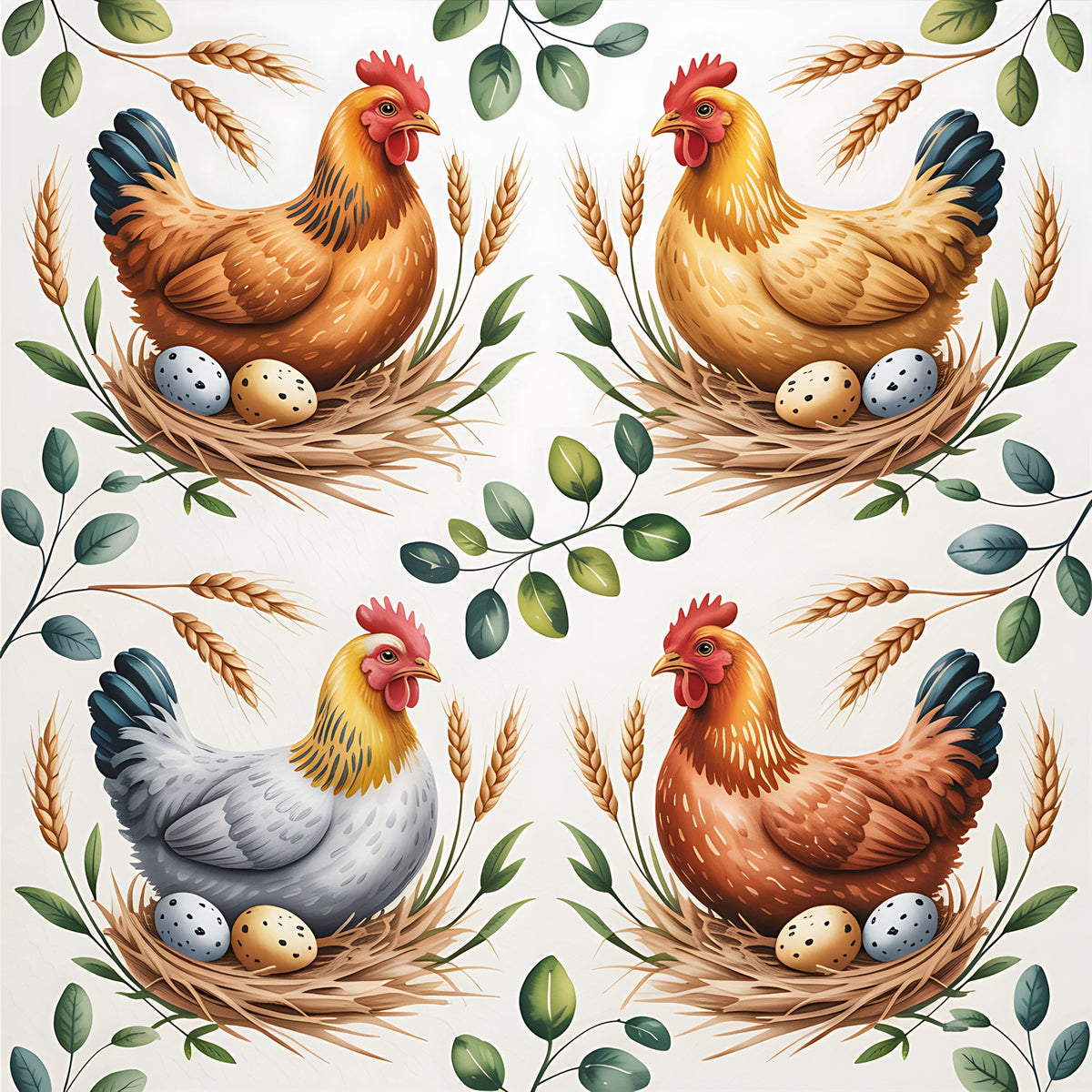 Nesting Hens Pattern 24 Minky Fabric