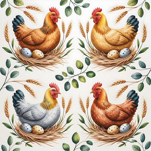 Chicken and Eggs Pattern 24 Quilting Cotton Fabric