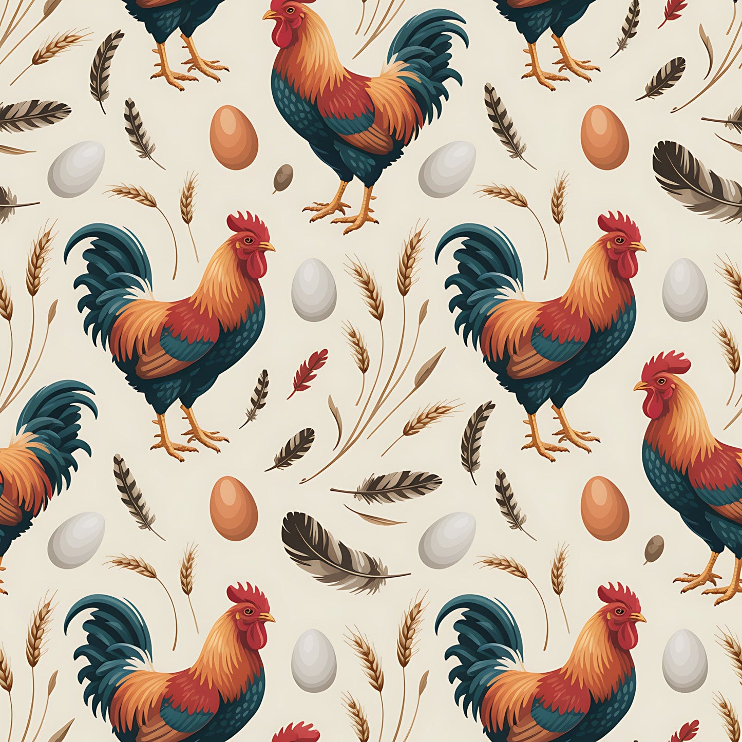 Chicken and Eggs Pattern 4 Quilting Cotton Fabric