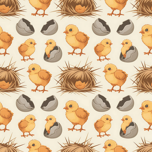 Chicken and Eggs Pattern 7 Quilting Cotton Fabric